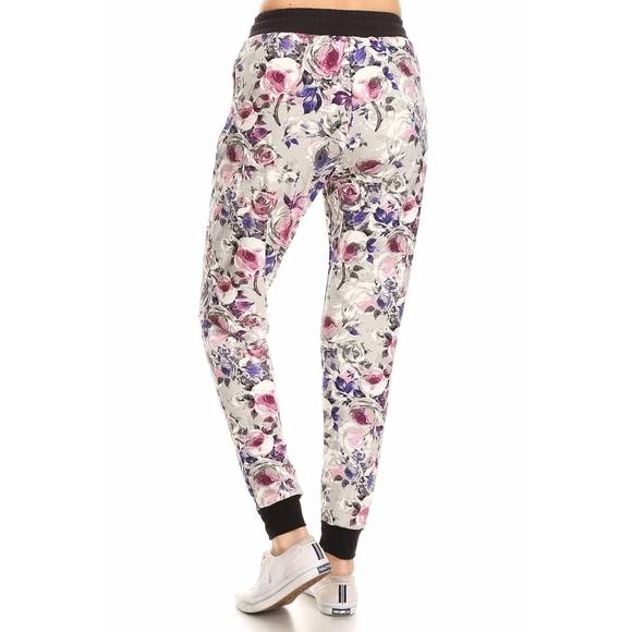 NEW LOVE IT grey floral jill jogger pants in white - Picture 3 of 3